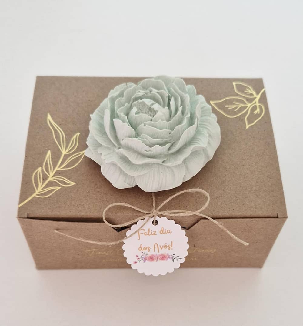 Peónia grande aberta verde - Cerâmica Perfumada da Mineral Organic Crafts