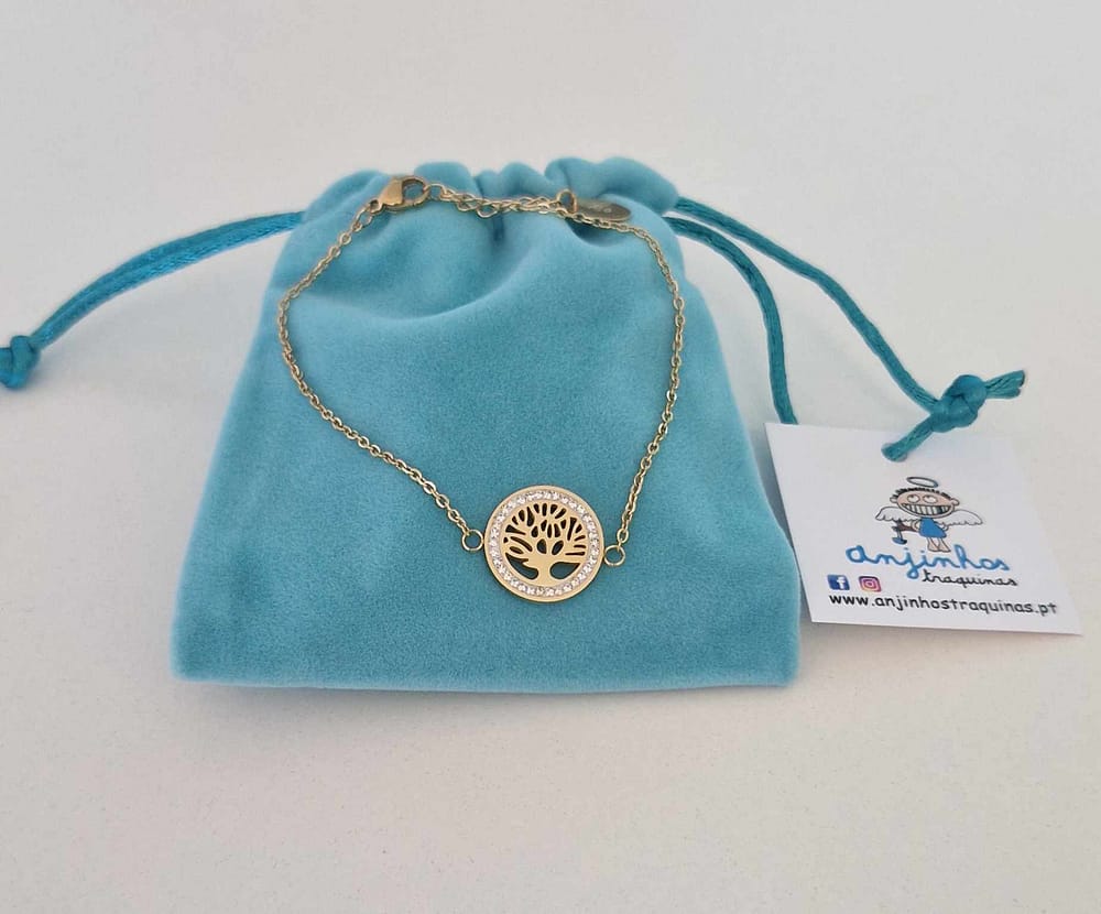 Pulseira aço árvore da vida