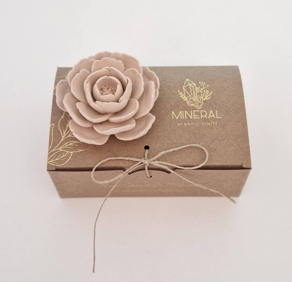Camélia média bege - Mineral Organic Crafts