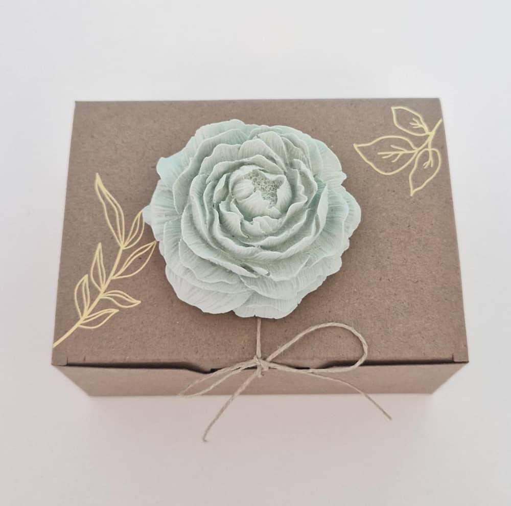 Peónia grande aberta verde - Cerâmica Perfumada da Mineral Organic Crafts