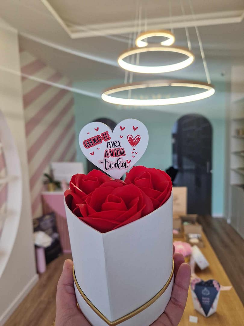 Caixa Coração Rosas Sabão - Quero-te para a vida toda - Image 3